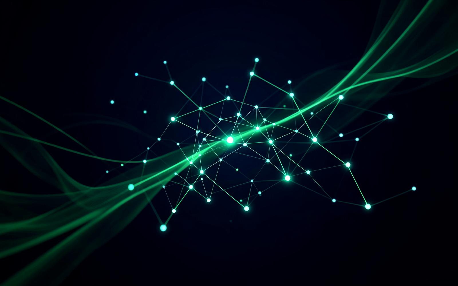 Abstract network of connected data nodes